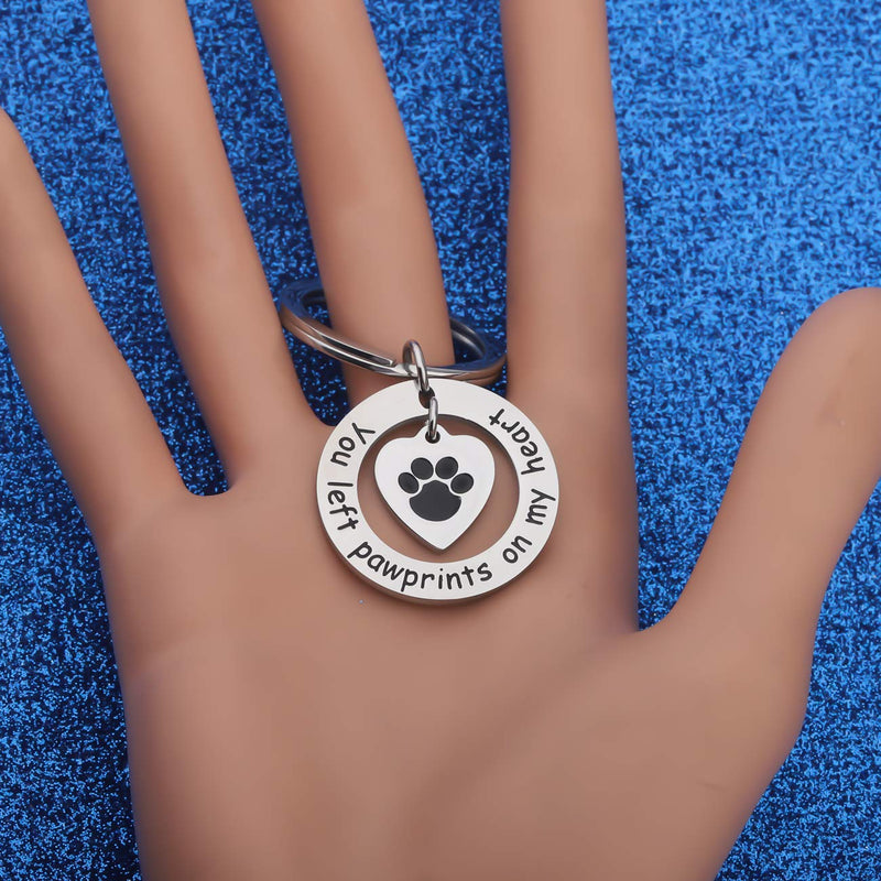 [Australia] - WUSUANED Pet Memorial Gift You Left Pawprints On My Heart Keychain Remembrance Jewelry Loss of Dog Gift 