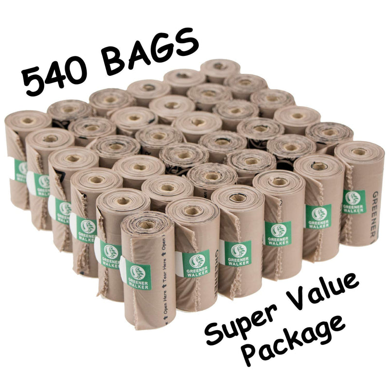 Greener Walker Poop Bags for Dog Waste-540 Bags,Extra Thick Strong 100% Leak Proof Biodegradable Dog Waste Bags Brown - PawsPlanet Australia