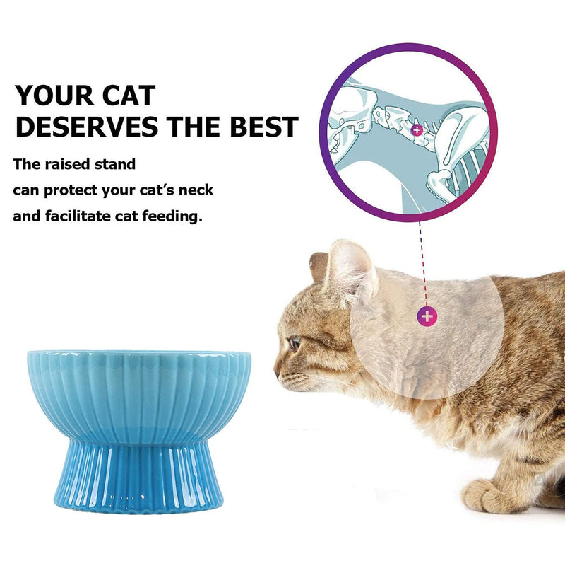 Raised Cat Food Bowls, Elevated Ceramic Pet Bowls Eating Stress, Anti Vomiting for Cats and Small Dogs (Blue)… Blue - PawsPlanet Australia