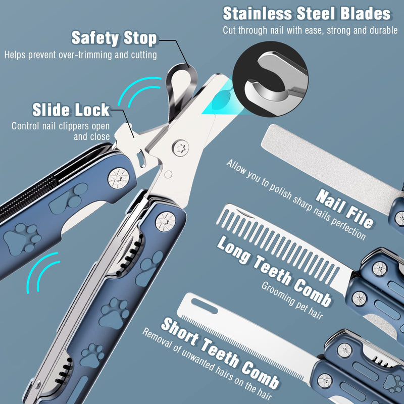 Vinabo professional claw scissors for dogs and cats in pet salon quality - claw trimmer, claw care for at home - claw care is easy and safe for home thanks to the spacer - Safety Guard - PawsPlanet Australia