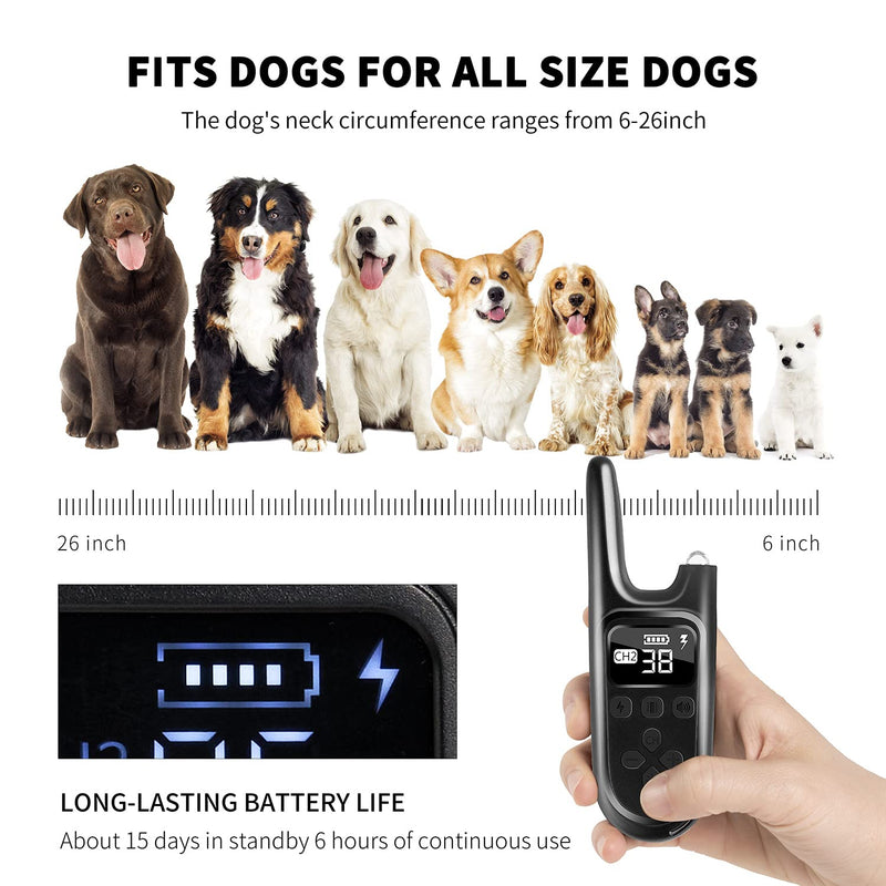 Segorts Dog Training Collar with Remote - Rechargeable Waterproof Dog Shock Collar with 2 Receivers- Beep, Vibration and Shock Modes Electric Dog Barking Collar - Perfect for Small Medium Large Dogs Black - PawsPlanet Australia