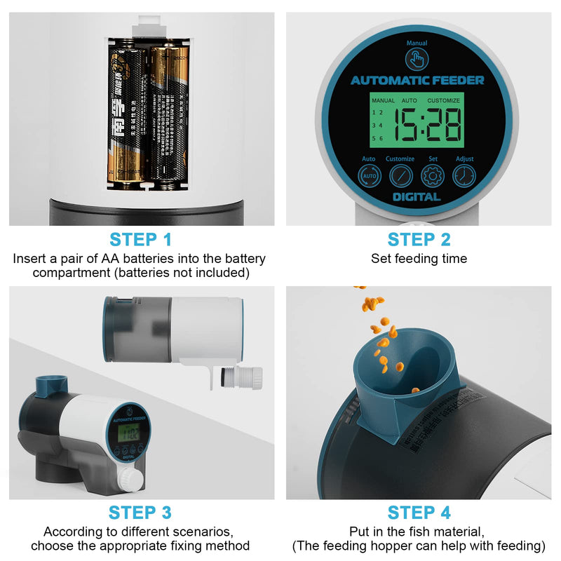 Automatic Fish Feeder，for Aquarium Fish Tank - LCD Display Automatic Timer Fish Food Feeder for Weekend Holiday, - PawsPlanet Australia