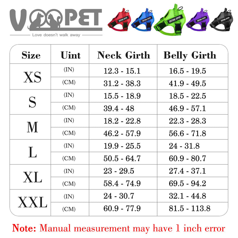 voopet Service Dog Harness, Emotional Support Pet Vest Harness, Reflective Breathable and Adjustable No-Pull ESA Dog Harness for Small Medium Large Dogs (with 4 PCS Removeable Tags) X-Small (Pack of 1) Black - PawsPlanet Australia