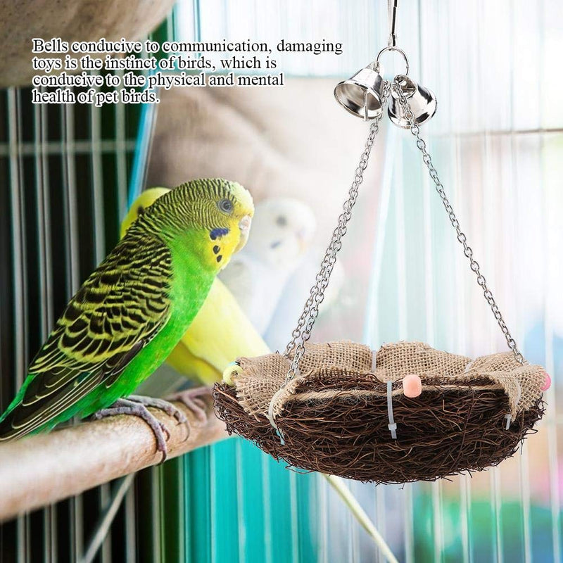 [Australia] - Sheens Bird Nest, Parrot Rattan Nest with Bells Hanging Swing Bird Cage Accessories for Cockatoo Amazon African Grey Budgie Parakeet Cockatiel Lovebird Finch 