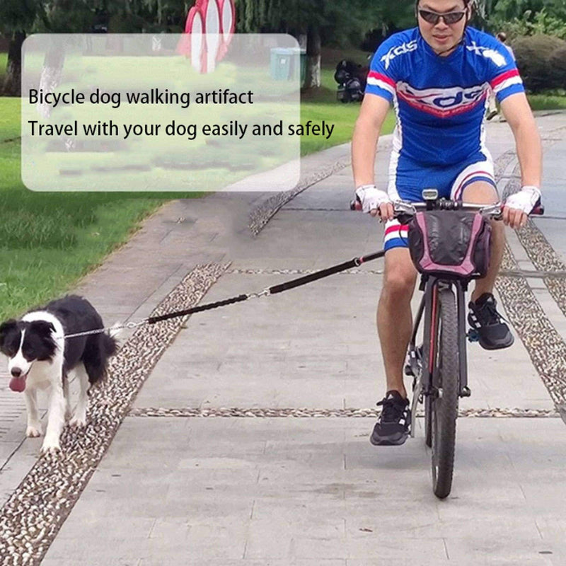 Retractable Dog Bike Leash, Hand Free Dog Bicycle Exerciser Leash with Reflective Safety Strip for Exercising Training Jogging Cycling and Outdoor Safe with Pets black - PawsPlanet Australia