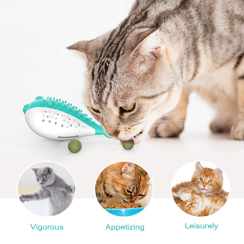 [Australia] - Cat Toothbrush Catnip Toy,Cat Interactive Toys, Kitty Playing Feeding Fish Toy with Bell for Kitten Kitty Cats Teeth Cleaning, Pets Toy 