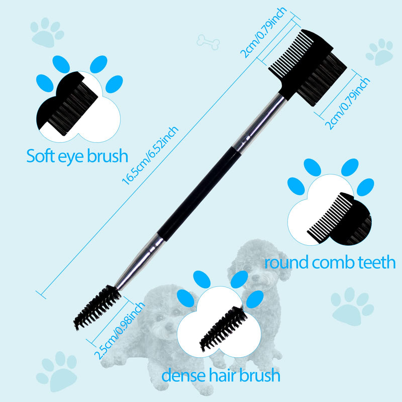 BLMHTWO Pack of 2 flea comb dogs, dog comb, tick comb for dogs, double-sided dog eye comb, soft and versatile dog comb for small dogs and cats (black). - PawsPlanet Australia