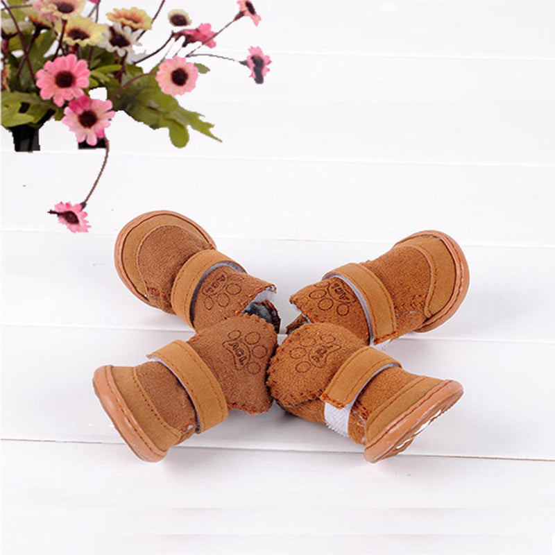 [Australia] - S-Lifeeling Winter Small Pet Lamb Skin Warm Teddy Puppy Dog Cotton Waterproof Shoes Anti-Slip Sole Snow Boots 