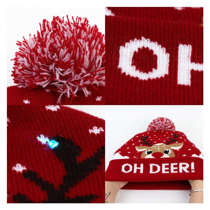 OurWarm Light Up Christmas Hat Ugly Sweater Holiday Christmas Beanie - PawsPlanet Australia