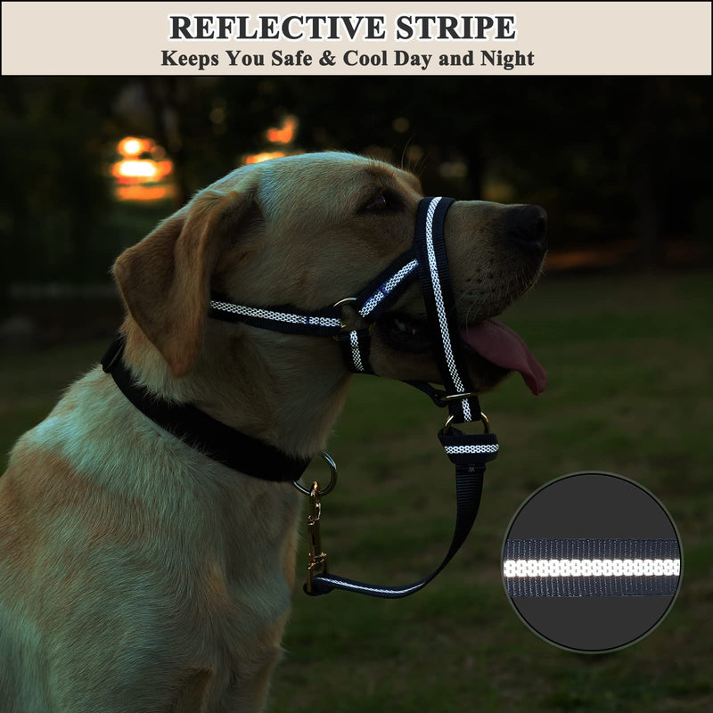 Dog Head Collar, No Pull Dog Halter with Soft Padding, Durable, Reflective Training Tool for Medium Large Dogs, Labrador, Stops Heavy Pulling and Easy Control on Walks, Includes Free Training Guide S (Snout: 7.1-11") Slate Grey - PawsPlanet Australia