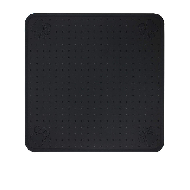 [Australia] - Ptlom Pet Placemat for Dog and Cat, Mat for Prevent Food and Water Overflow, Suitable for Medium and Small Pet,Silicone, 13" 13" 13" * 13" Black 