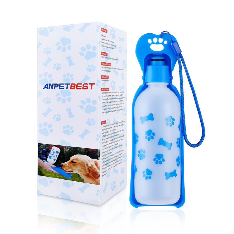 ANPETBEST Dog Water Bottle 325ML/11oz 650ML/22oz Portable Dispenser Travel Water Bottle Bowl for Dog Cat Small Animals (325ml/11oz, Blue) - PawsPlanet Australia