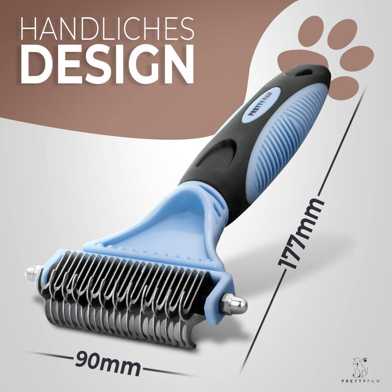 Pretty Paw ® cat brush for gentle and precise hair removal I Suitable as a cat brush for long hair and cat brush for short hair against matting I Pleasantly massaging cat undercoat brush NEW Blue! - PawsPlanet Australia