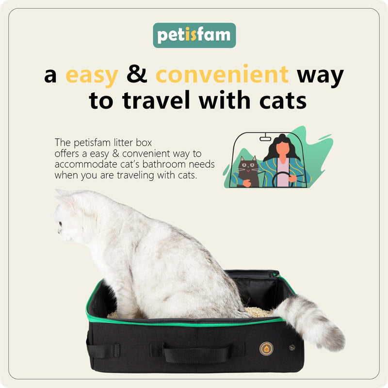 Portable Travel Litter Box for Easy Drive with Kitty and Cats. Lightweight, Sturdy, Leak-Proof, Collapsible Medium Black - PawsPlanet Australia