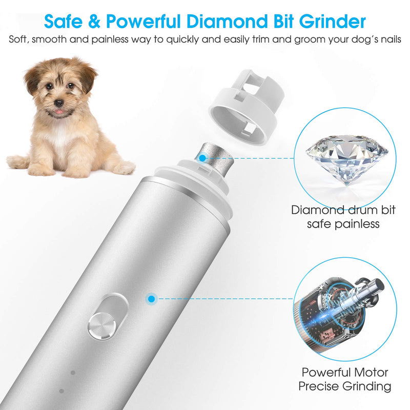 Furrykid Dog Nail Grinder, Professional Pet Nail Trimmer, 2-Speed Ultra Quiet & Powerful Nail Clippers, Painless Paws Grooming & Smoothing Dogs Cats (Type-C Charging) - PawsPlanet Australia