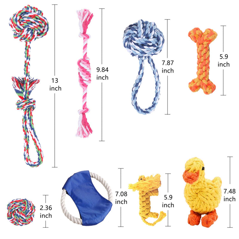 OWill 8Pcs Dog Toys,Chew Rope Toy Teething Training Ball,Knots Cotton Toys for small dogs. - PawsPlanet Australia