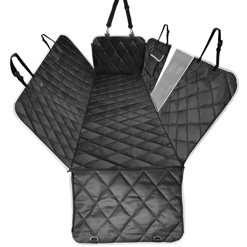 Dog Car Seat Cover,100% Waterproof with Mesh Window And Storage Pocket,Durable Scratchproof Nonslip Dog Car Hammock with Universal Size Fits for Cars/Trucks/SUV Black/White - PawsPlanet Australia