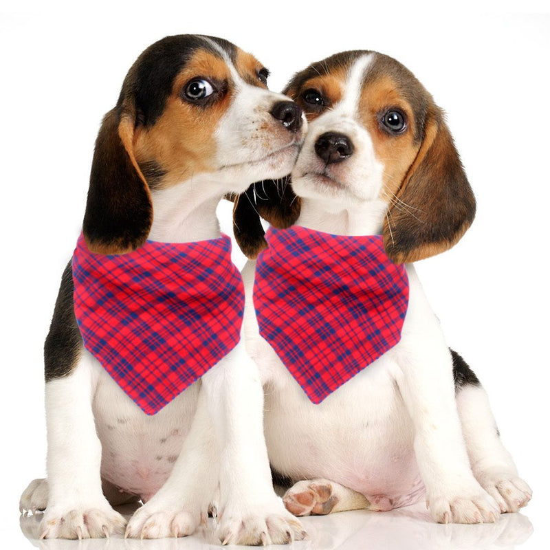 [Australia] - Invlab Dog Bandanas - 4 Pack Washable Triangle Bibs Scarfs, Reversible Plaid Printing Kerchief for Dogs and Cats Pack of 4 