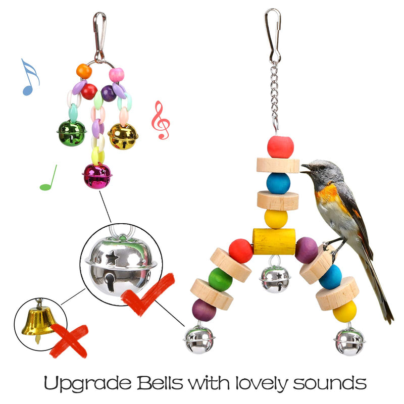 14 Pcs Bird Toys - Hanging Birds Cage Toys, Bells, Swings, Ladder, Chewing Toys, Rattan Balls, Molar, Water Feeder for Small and Medium Parrots, Parakeets, Cockatiels, Conures, Love Birds, Finches - PawsPlanet Australia