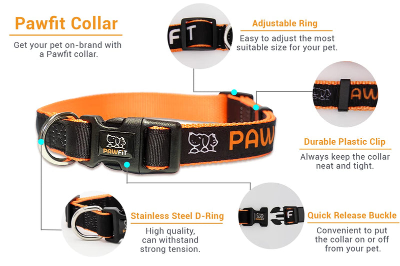 Pawfit Collar, Nylon Dog Collar with Safety Buckle, Adjustable Pet Collars with Quick Release Buckle Medium Black - PawsPlanet Australia