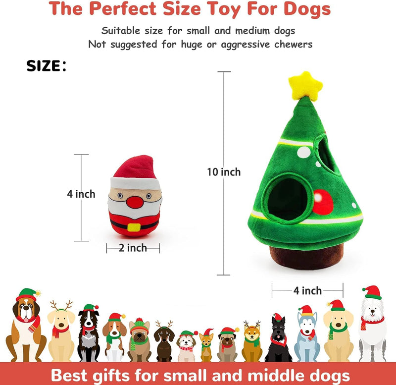 CIIVURR Dog Toy Christmas Intelligence with 3 Squeaky, Interactive Crinkle Paper Dog Toy Indestructible Sniffing Carpet for Dogs, Sniffing Toy for Medium and Small Dogs - PawsPlanet Australia