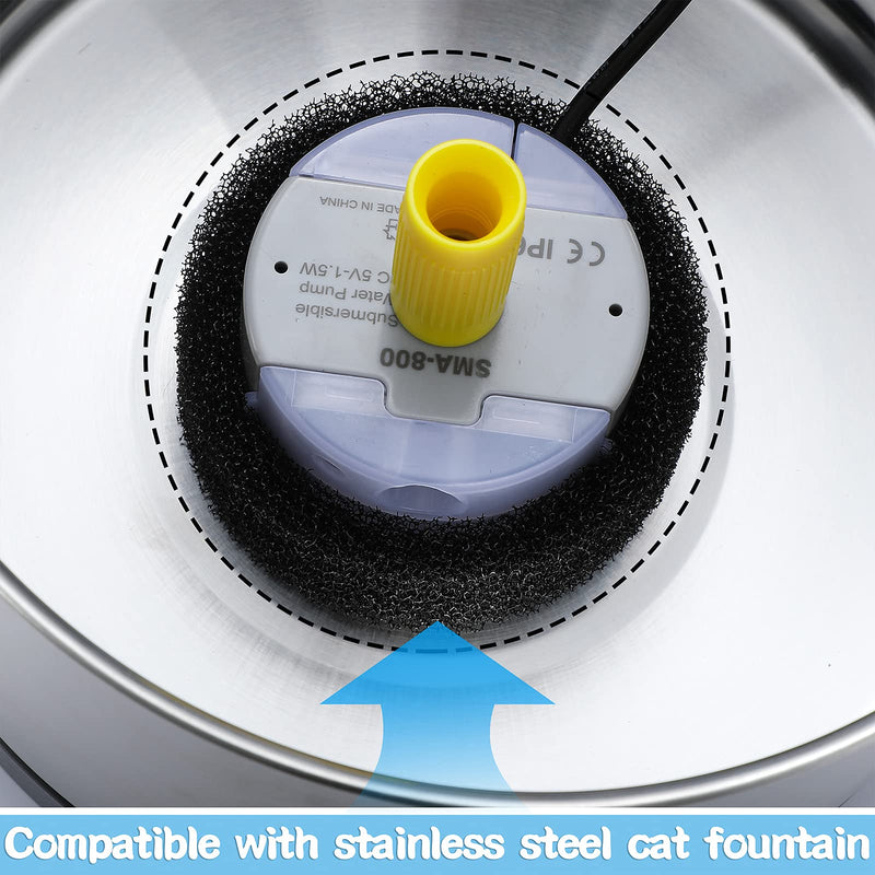 16 Pieces Pet Fountain Foam Filters Round Sponge Black Filter Foam Pet Cat Fountain Replacement Filter for 2.5 L/ 84 oz Stainless Steel Cat Fountain Pet Drinking Water Stay Healthy Clean - PawsPlanet Australia