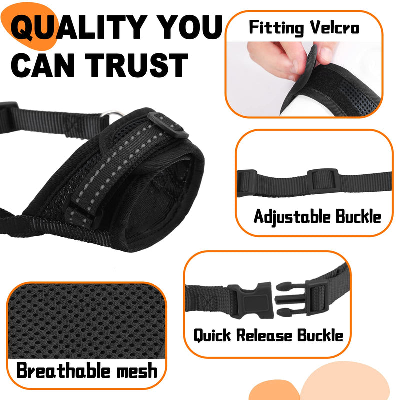 Dog Muzzle, Nylon Soft Dog Muzzle for Large Dog, Breathable Mesh Dog Muzzle for Barking Biting and Chewing, Reflective Large Dog Muzzle with Adjustable Buckle, No Bark Muzzle for Medium Large Dogs S(Circumference:4.7''-5.9''in) black - PawsPlanet Australia