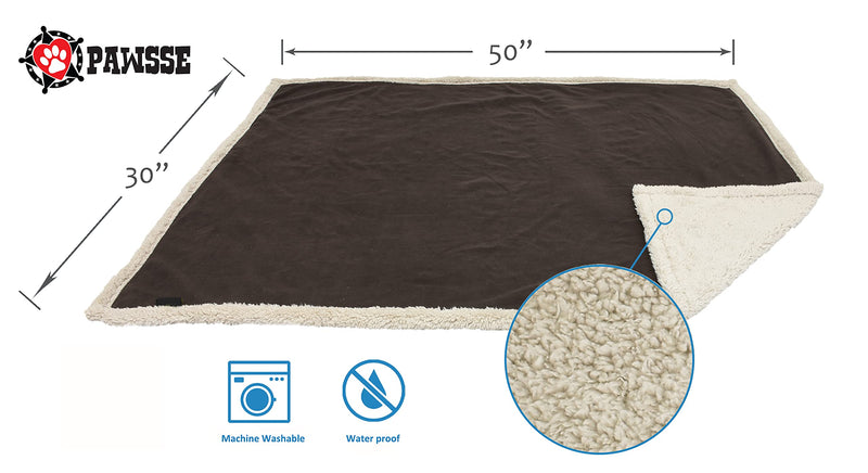 Kritter Planet Waterproof Pet Blanket, Pee Urine Proof Dog Blanket for Couch Bed, Soft Reversible Furniture Protector Cover, Liquid Proof Blanket for Large Dogs 50"x30" Brown/Taupe - PawsPlanet Australia