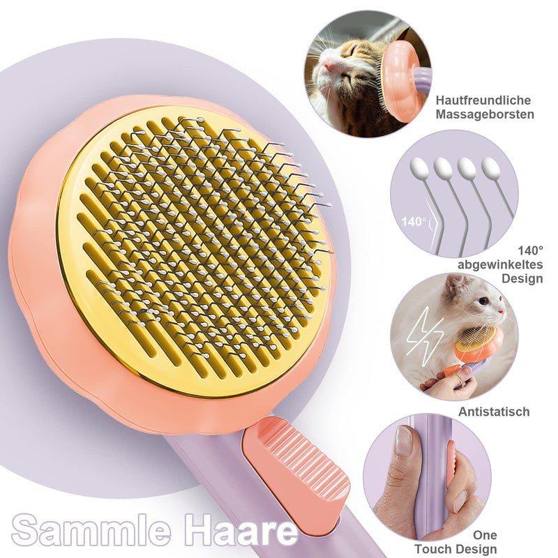 Pet Dog Brush Cat Brush, Hair Remover Pet Brush for Long Hair and Short Hair, [2022 New] Premium Massage Grooming Brush for Cats Dogs, Clean Pet Hair with One Click, Purple - PawsPlanet Australia