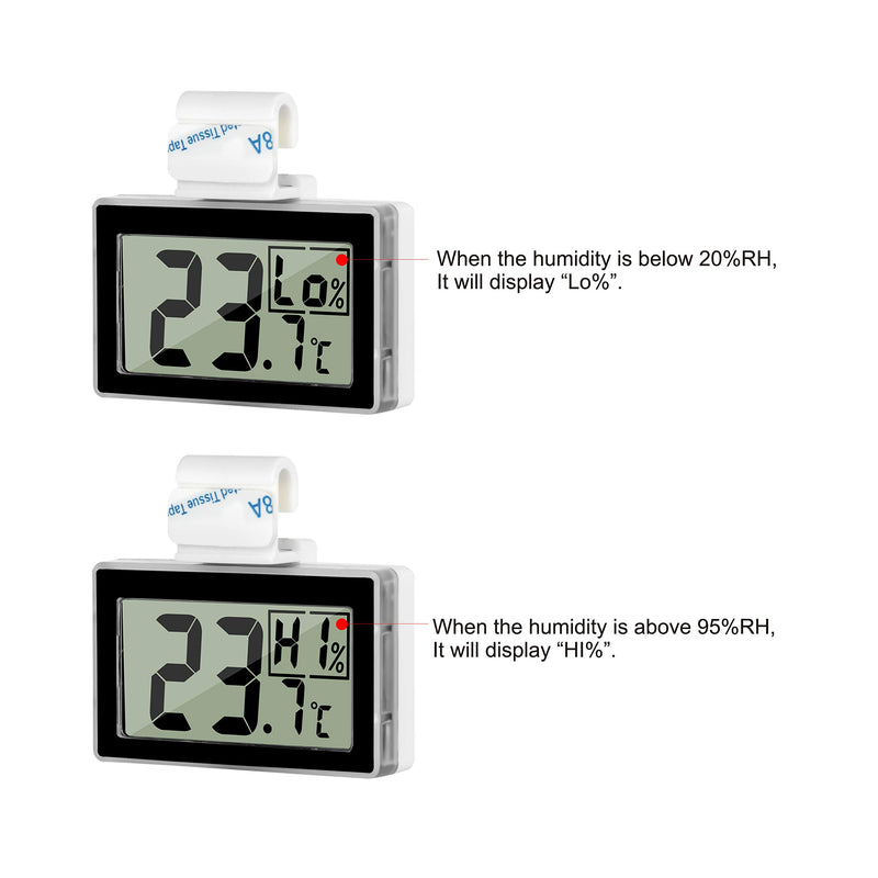 Reptile Thermometer Hygrometer LCD Digital Humidity Gauge Digital Thermometer Hygrometer for Reptile Terrarium Digital Reptile Tank Thermometer Hygrometer with Hook Ideal for Reptile Tanks (Black) Black - PawsPlanet Australia