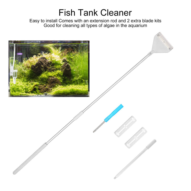 Asixxsix Algae Scraper, Aluminium Alloy Incisive Algae Cleaning, Right‑Angle Blade Glass Cleaners for and Plant Glass Tank Fish Tank Aquarium Silver - PawsPlanet Australia