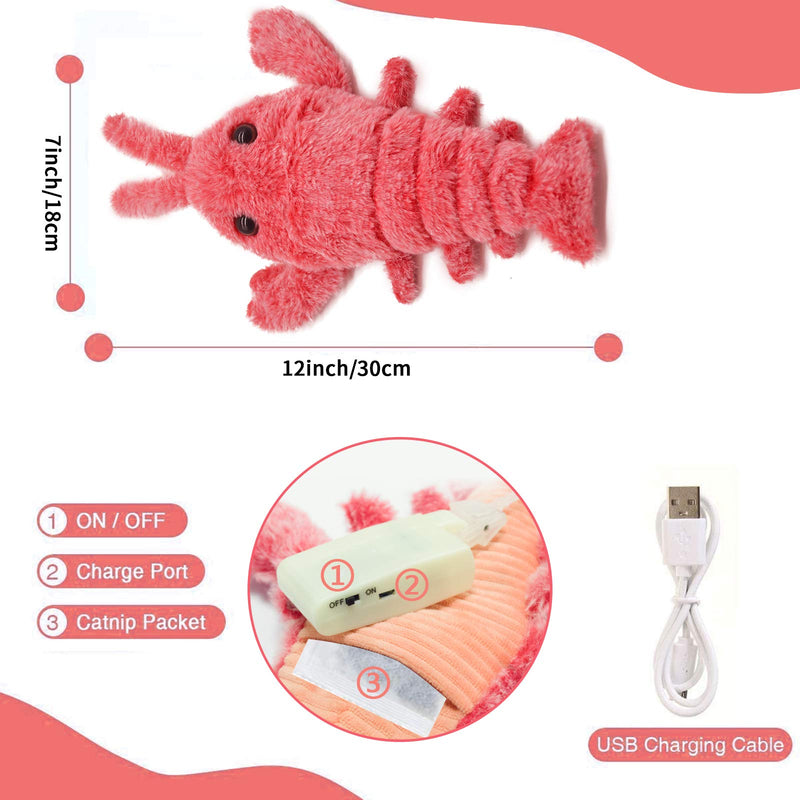 Syvvy Catnip Toys for Cats, Plush Lobster Cat Toys for Indoor Cats, Realistic Flopping Fish Cat Toy, USB Interactive Cat Toys with 3 Modes for Cat Biting, Chewing and Kicking A - PawsPlanet Australia