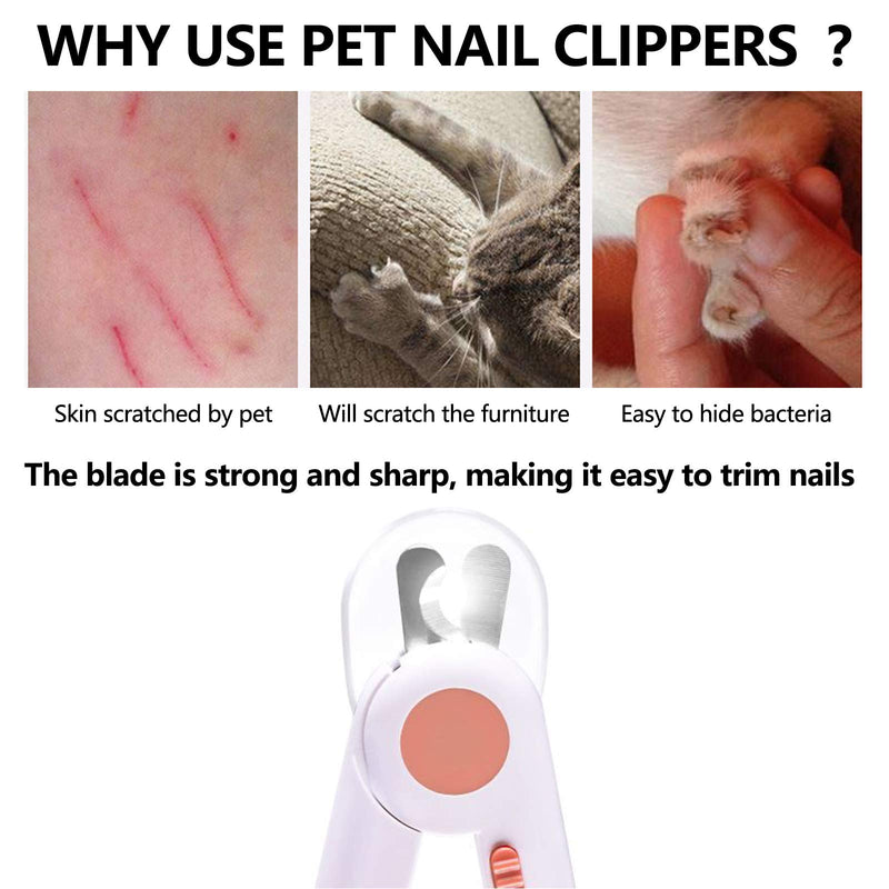 [Australia] - BZ Cat Dog Nail Clippers and Trimmer, Pet Nail Clippers with LED Light-Safety Guard Over, Free Nail File, Professional Nail Clippers Tools Kit for Small Animals Claw Care 