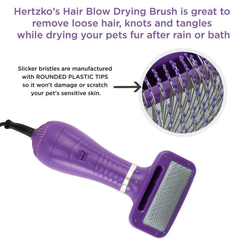 [Australia] - Hertzko Pet Hair Brush and Hair Dryer for Dogs Slicker Brush for Dogs, Cats and Small Animals - Great Dog Comb to Dry Pet Hair - Powerful with 2 Level Heat & Airflow Speed 