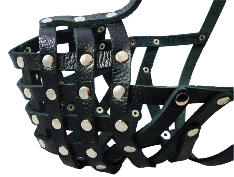 [Australia] - Secure Leather Mesh Basket Dog Muzzle #15 Black - Rottweiler (Circumference 13.5", Snout Length 4") 