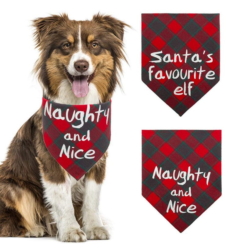 [Australia] - BINGPET Plaid Dog Christmas Bandanas 2 Pack Soft Triangle Bib Set Scarf Accessories for Dogs and Cats 