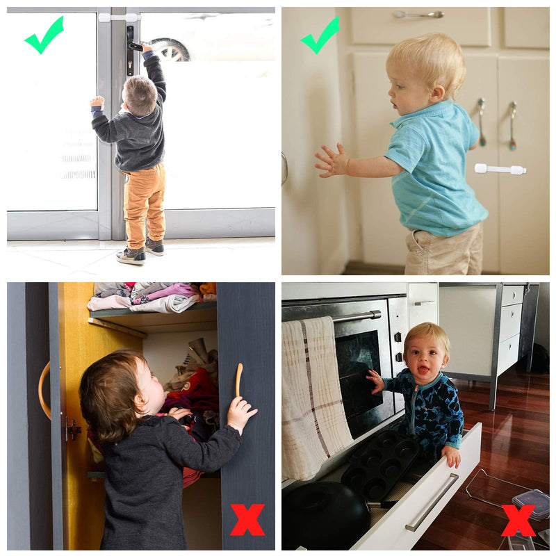 Baby Locks for Cabinets and Drawers, McoMce 10 Pack Baby Cabinet Safety Latches, Adhesive Furniture Latches for Baby Proofing Strap Locks, No Drilling Fridge Lock, Child Cabinet Locks for Applicances - PawsPlanet Australia