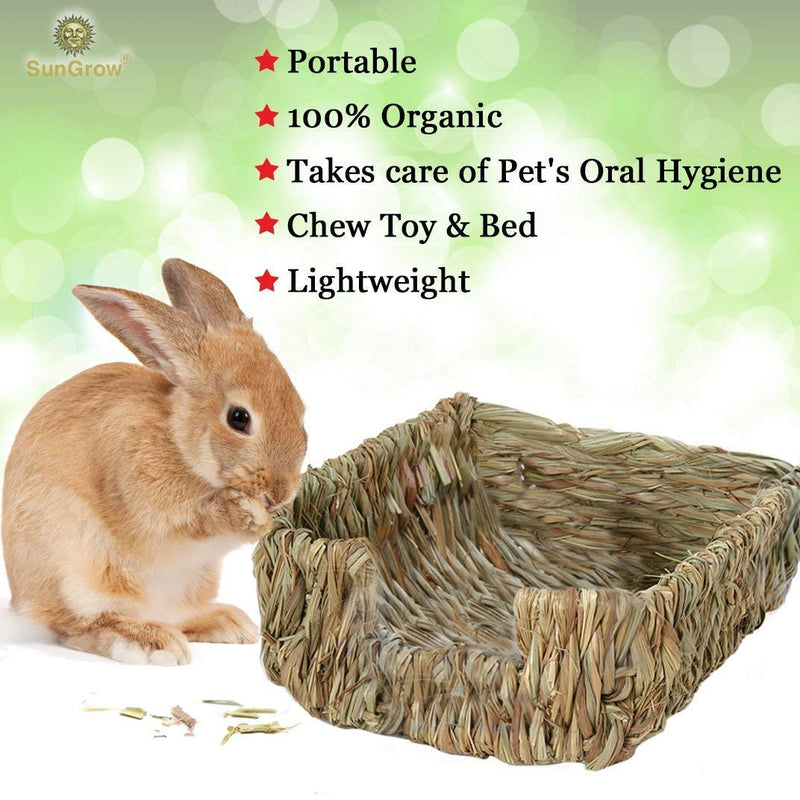 [Australia] - SunGrow Portable Grass Bed - Hand-Made with Natural Grass: Provides Paws Protection & Relaxation : Lightweight, Durable, Safe & Comfortable for Rabbits, Chinchillas, Guinea Pigs & Other Small Animals 