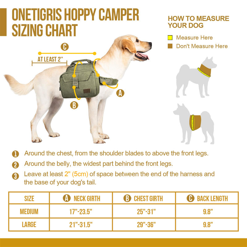 OneTigris Dog Backpack for Hiking Nylon Dog Harness Backpack with Side Pockets for Medium and Small Dogs Green - PawsPlanet Australia