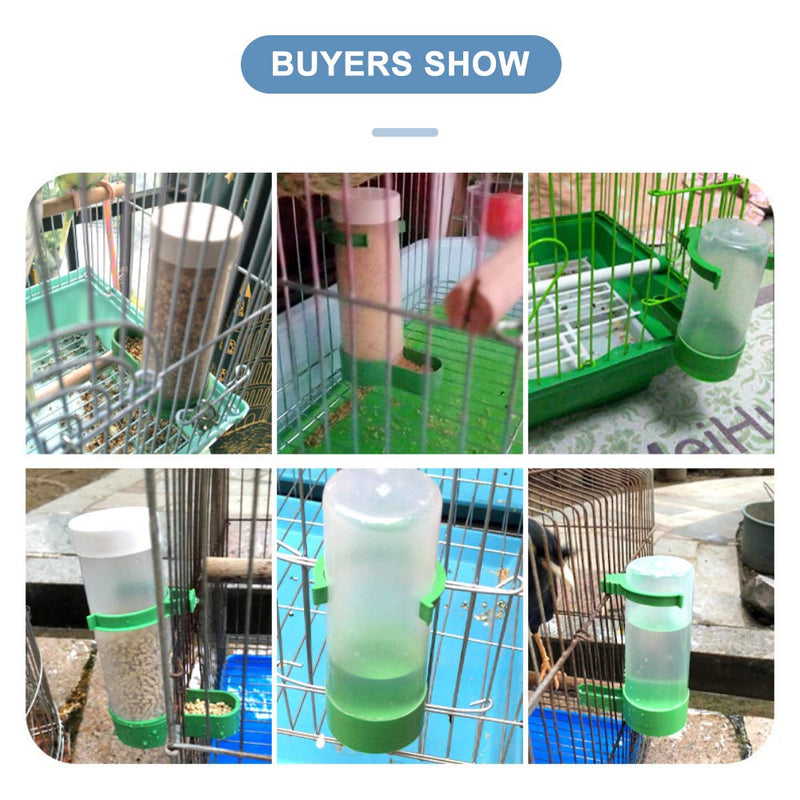 XISTEST Bird Feeder, Bird Water Dispenser for Cage, 2PCS Automatic Bird Water Feeder with 1PCS Food Feeder for Cage Pet Parrot Budgie Lovebirds Cockatiel 2PCS 60ml + 1PCS 150ml - PawsPlanet Australia