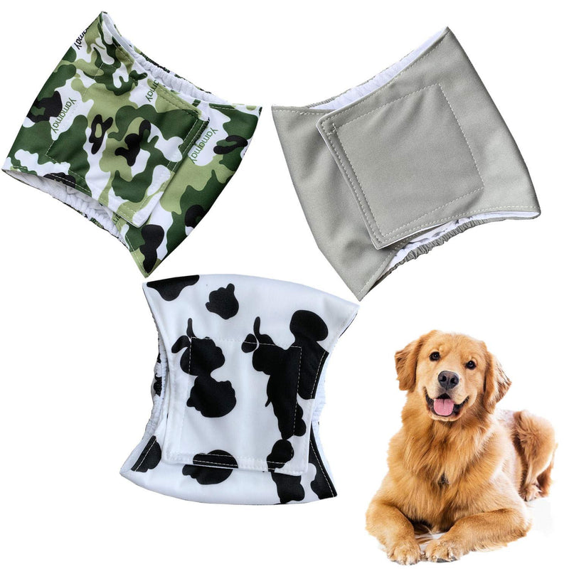 [Australia] - Cilkus Washable Male Dog Diapers (Pack of 3) - 2019 New Design Male Dog Belly Wrap, Soft and Comfortable, with Adjustable Velcro Straps, Reusable Belly Bands M M(13"-16"Waist) Fashion Set 