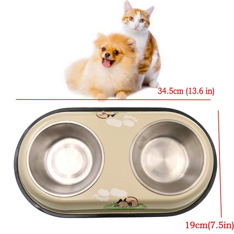 JZK Stainless steel small dog bowls set with metal holder stand, removable double bowls for small dog puppy and cat - PawsPlanet Australia