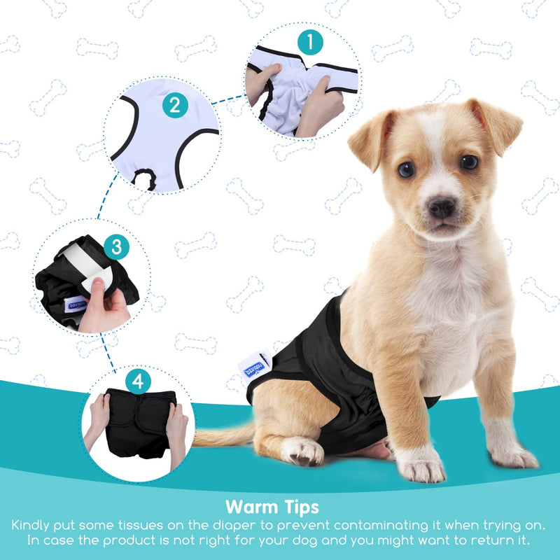 Nobleza 3x washable dog diapers for bitches in heat, reusable hygienic briefs, highly absorbent pet diapers (M waist 32-37.5cm, 3 pieces, black) M - PawsPlanet Australia