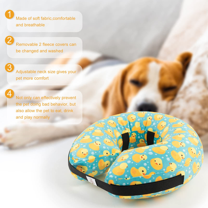 CuteBone Inflatable Dog Cone with Removable Soft Fleece Covers for Small/Medium/Large Dogs and Cats Post Surgery Neck Brace Collar GWB04L-DE Duck Large: 32-55cm - PawsPlanet Australia