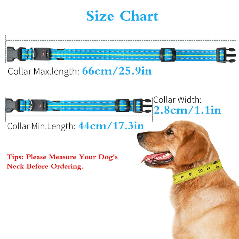 TDTOK Led Dog Collar Rechargeable - 100% Waterproof 3 Lighting Modes Safety Pet Collar, Makes Your Dog Visible, Safe & Seen for Small, Medium, Large Dogs BLUE - PawsPlanet Australia