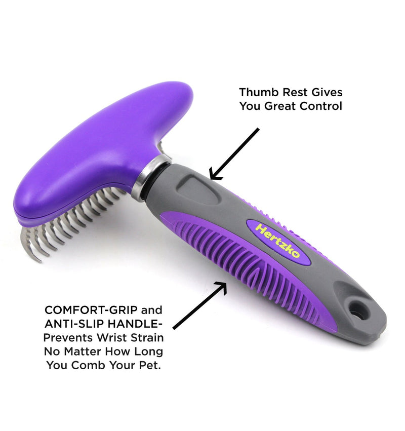 [Australia] - Hertzko Long Rounded Blade Undercoat Dematting Comb for Cats and Dogs 