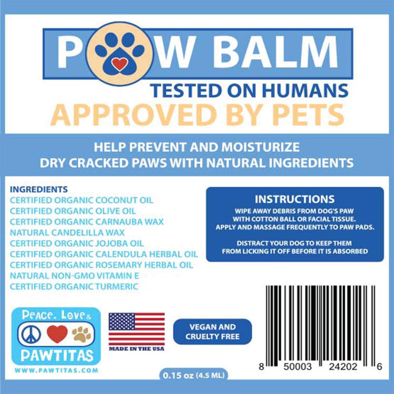 [Australia] - Pawtitas Paw Balm for Dogs is a Natural Protection Against Chapped, Rough, Peeling & Cracked Paws - Moisturizer Paw Pads Organic Wax Balm for Dog Paws | Manufactured with Certified Organic Ingredi Stick 0.15 Ounce / 4.5 ml 