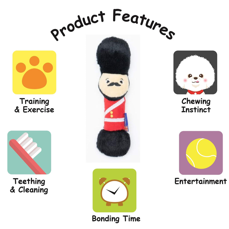 PetLondon British London Royal Guard Plush Dog Toy, Squeaky and 6" Plush London Beefeater Queen Guard Puppy Toy, Cute Fun Royal London Union Jack Dog Interactive Toy - PawsPlanet Australia