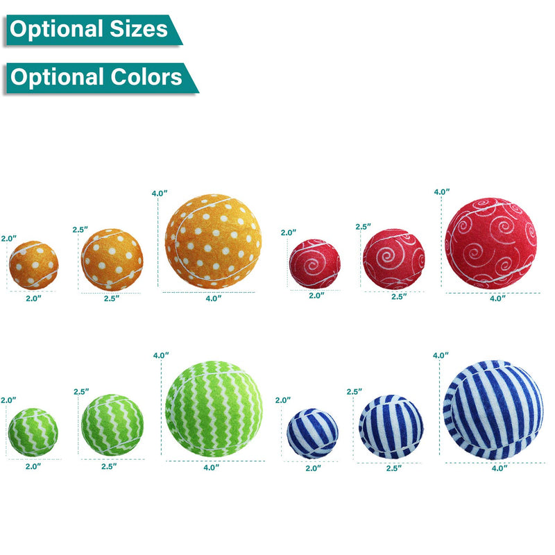 [Australia] - AMA SPORT Pet Dog Squeak Toy Tennis Balls for Dogs Size 2.0,2.5 4.0 inch-2/4/12 Balls Pack Dog Sensitive Colour for Small Puppy to Large Dogs,Chewers 204 