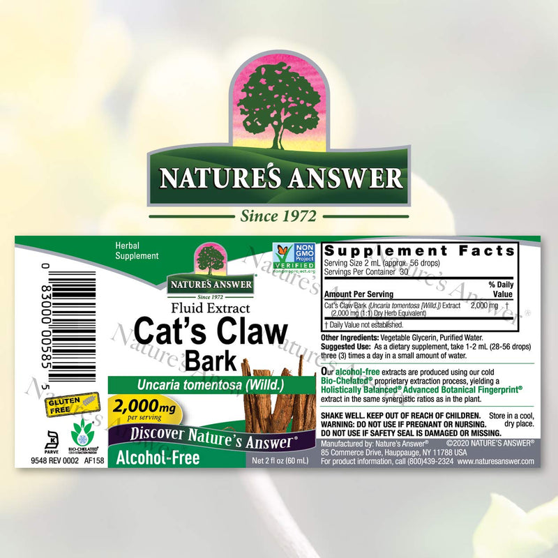 Nature's Answer AF158 Non-Alcoholic Cat Claw Indoor Hardening Fluid Extract, 2oz 1 - PawsPlanet Australia